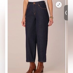 Democracy barrel jeans Ab solution high rise Side Panel Uneven Yoke dark wash 10